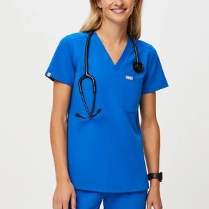 Figs Catarina One-Pocket Scrub Top Royal Blue Size Large